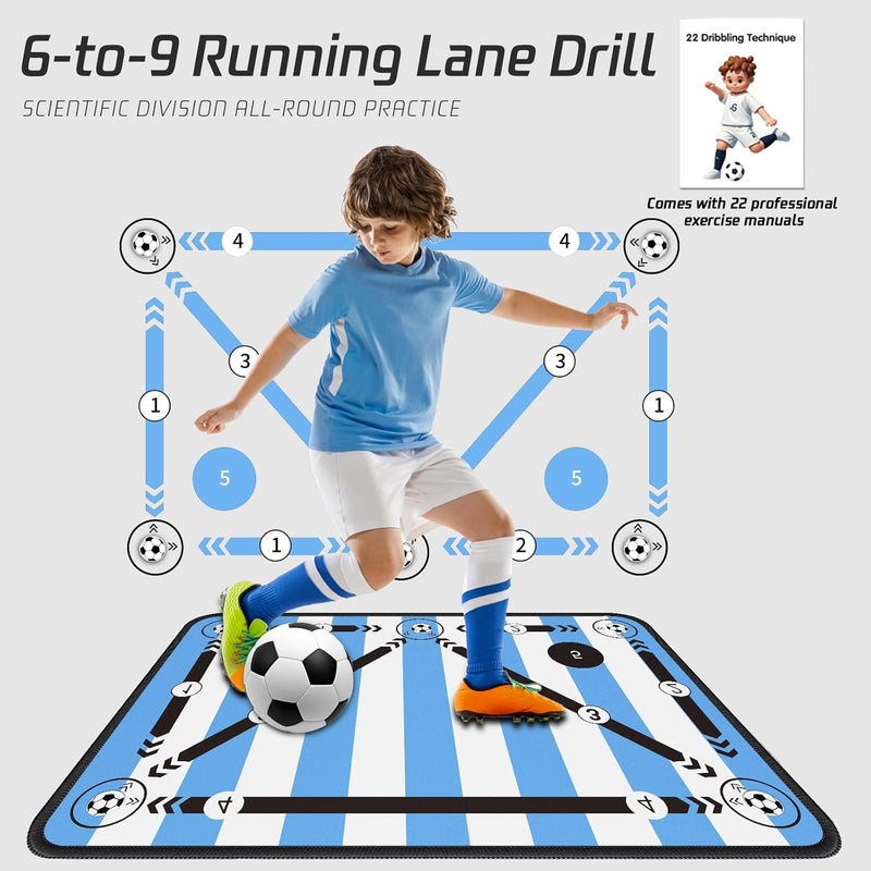 2F22E Soccer Training Mat with Silent Shock Absorption and Non-Slip Base for Footwork Training and Ball Mastery(Belt Version) - Image 5